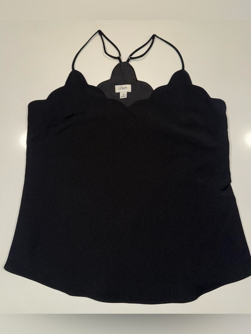 J. Crew Black Scalloped V-Back Spaghetti Strap Camisole